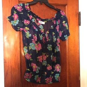 Hollister sheer floral shirt